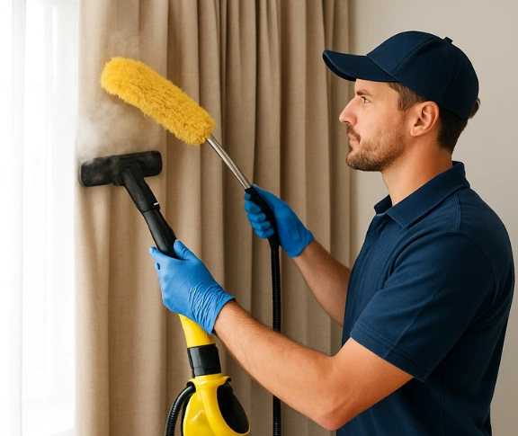 Trusted curtain steam cleaning technician Matty Curtain Cleaning elanora QLD